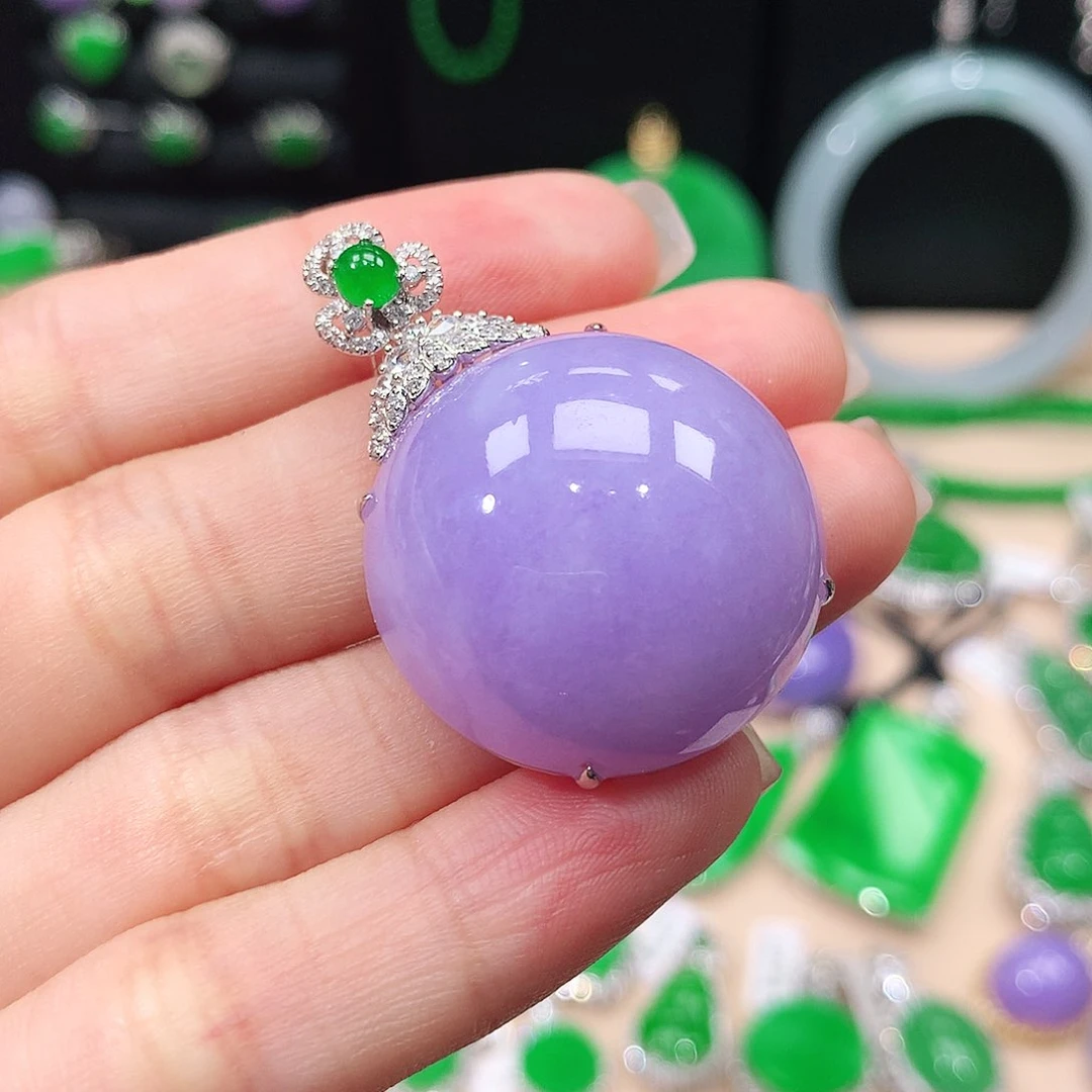 翡翠18K金镶嵌吊坠(不含链)