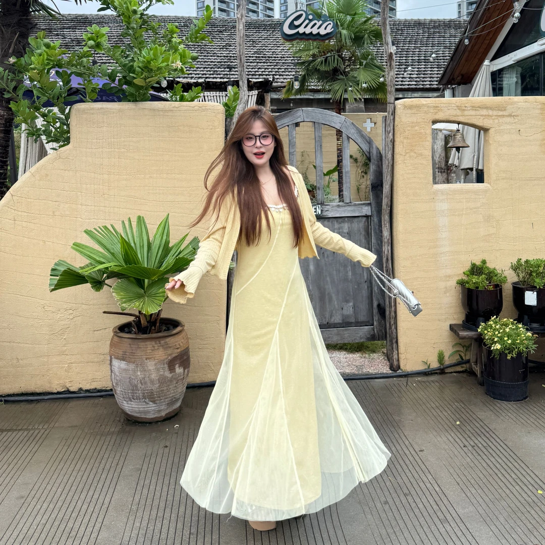 盈盈&南岛风大码女装开衫设计吊带连衣裙胖mm显瘦好看裙子ZYY1870