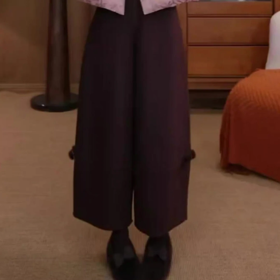 【伊家】新款冬季千金风小盘扣减龄气质百搭款阔腿九分裤