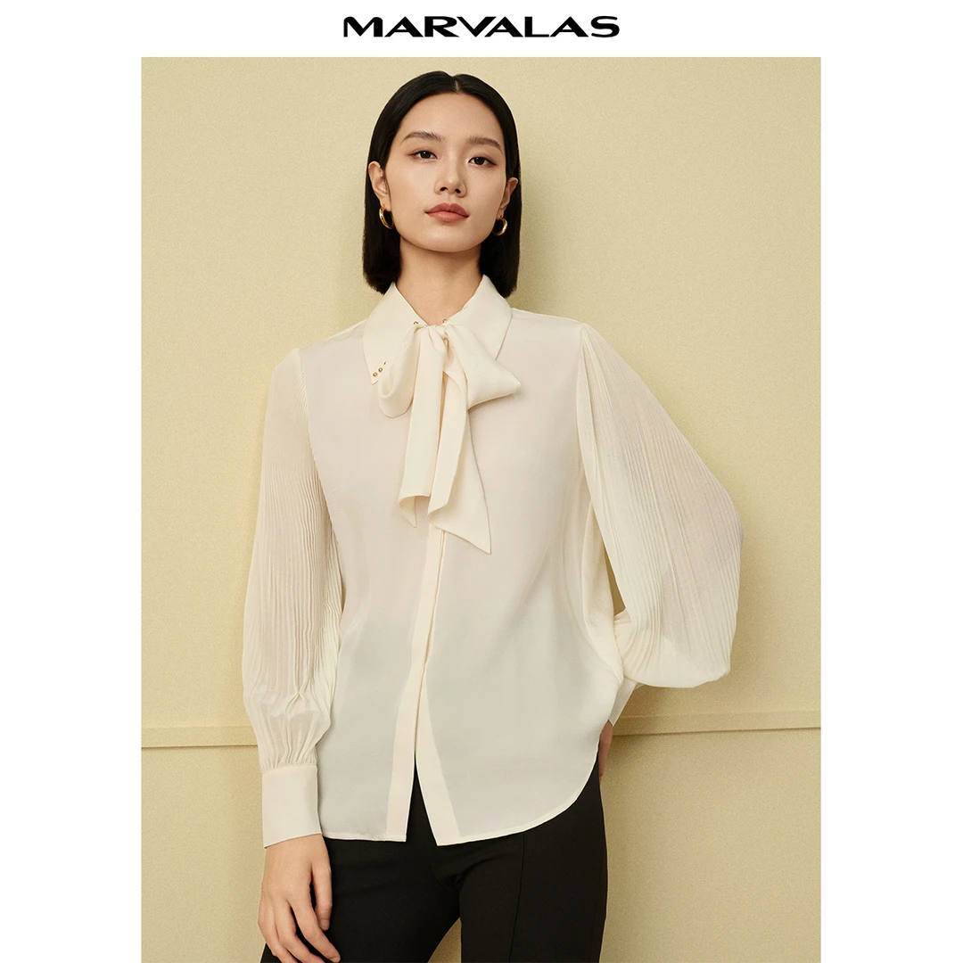 【粉丝专属】通勤气质衬衫女法式领结设计感纯色衬衣M311305128