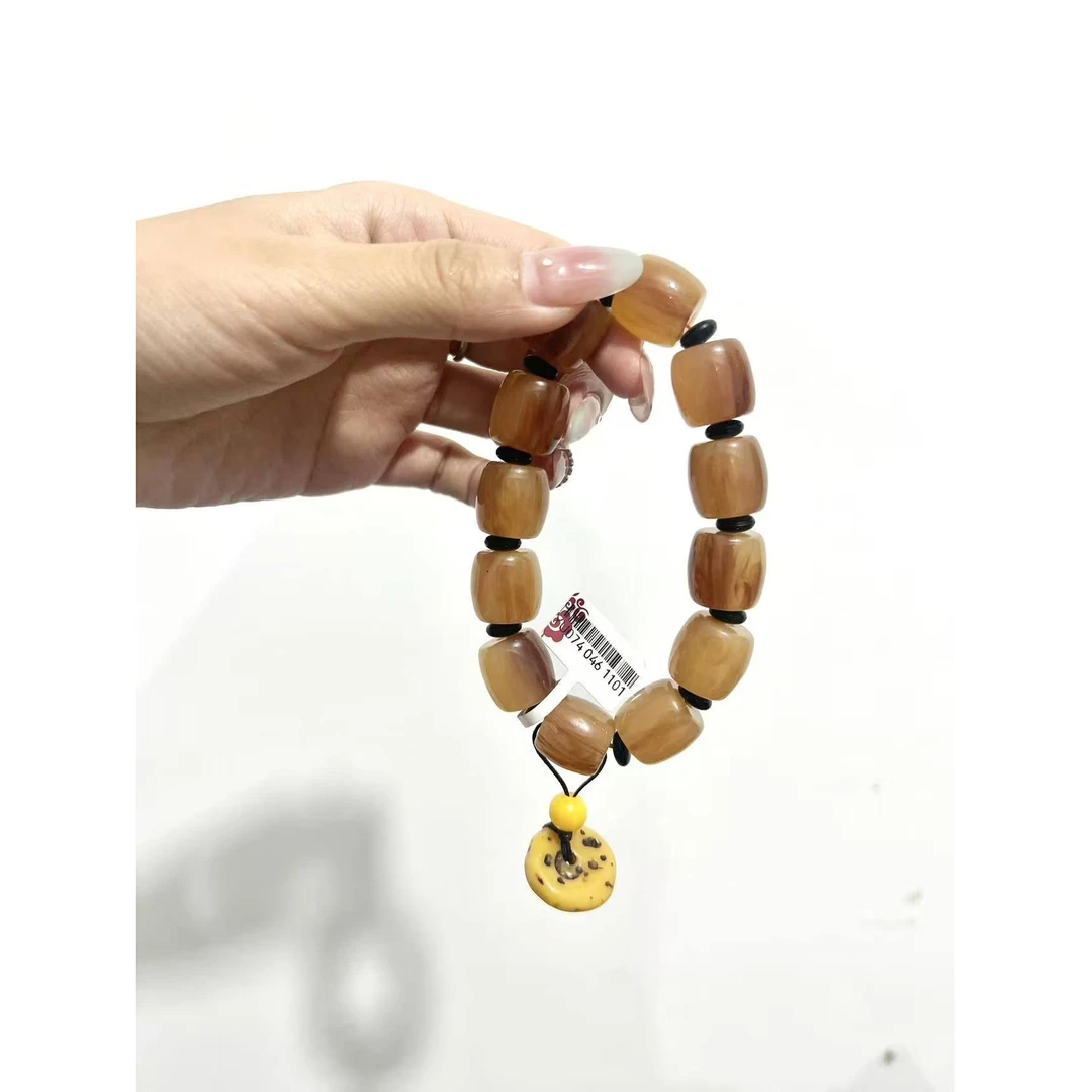 钛钢手链 牦牛骨单圈直切珠 精品手串 无礼盒 QS-6077