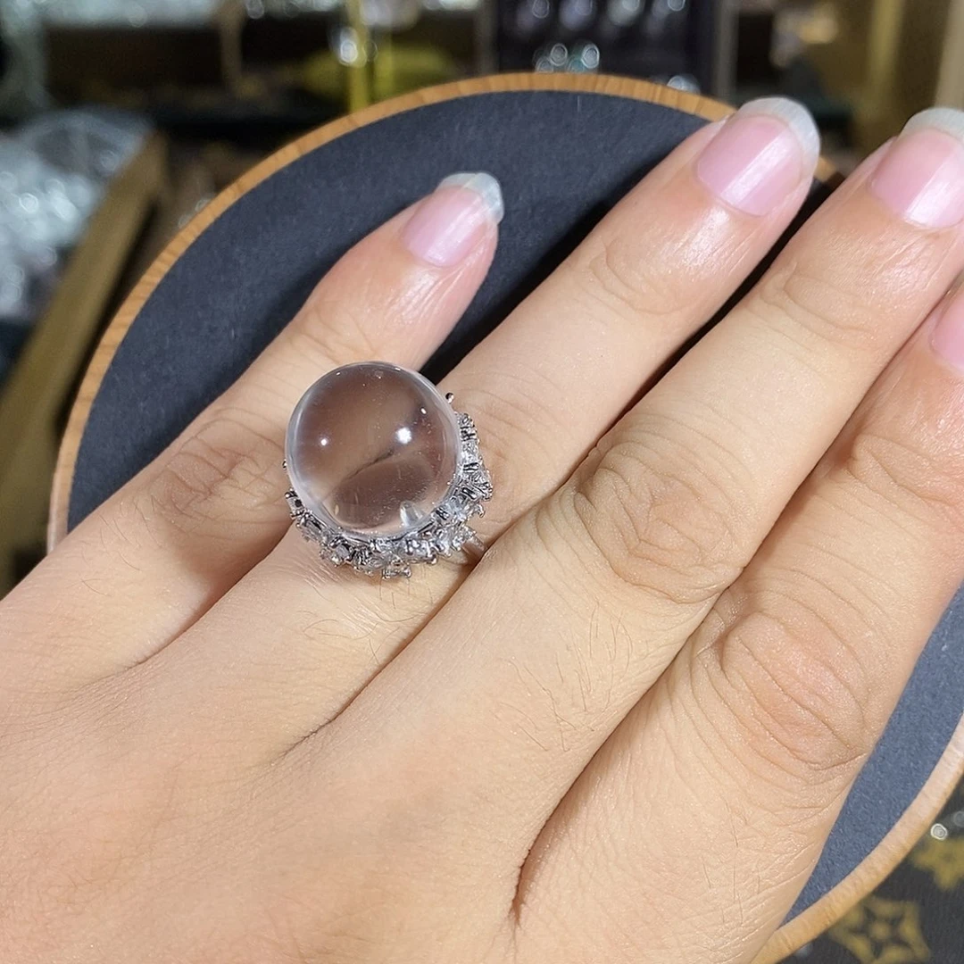 水晶银S925镶嵌戒指15.8mm冰雪皇后