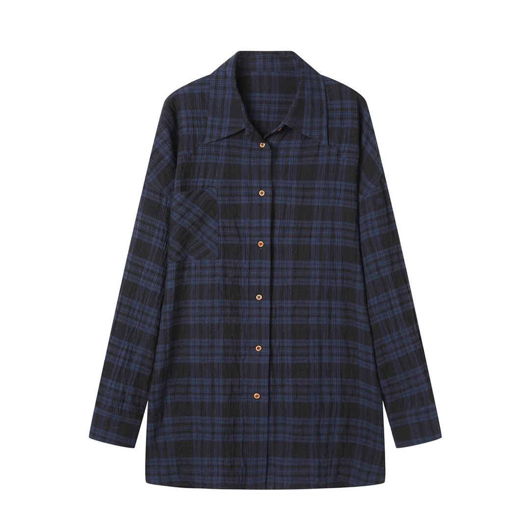 “REREK”25早春肌理感轻薄格子衬衫外套——黑鸭子买手店