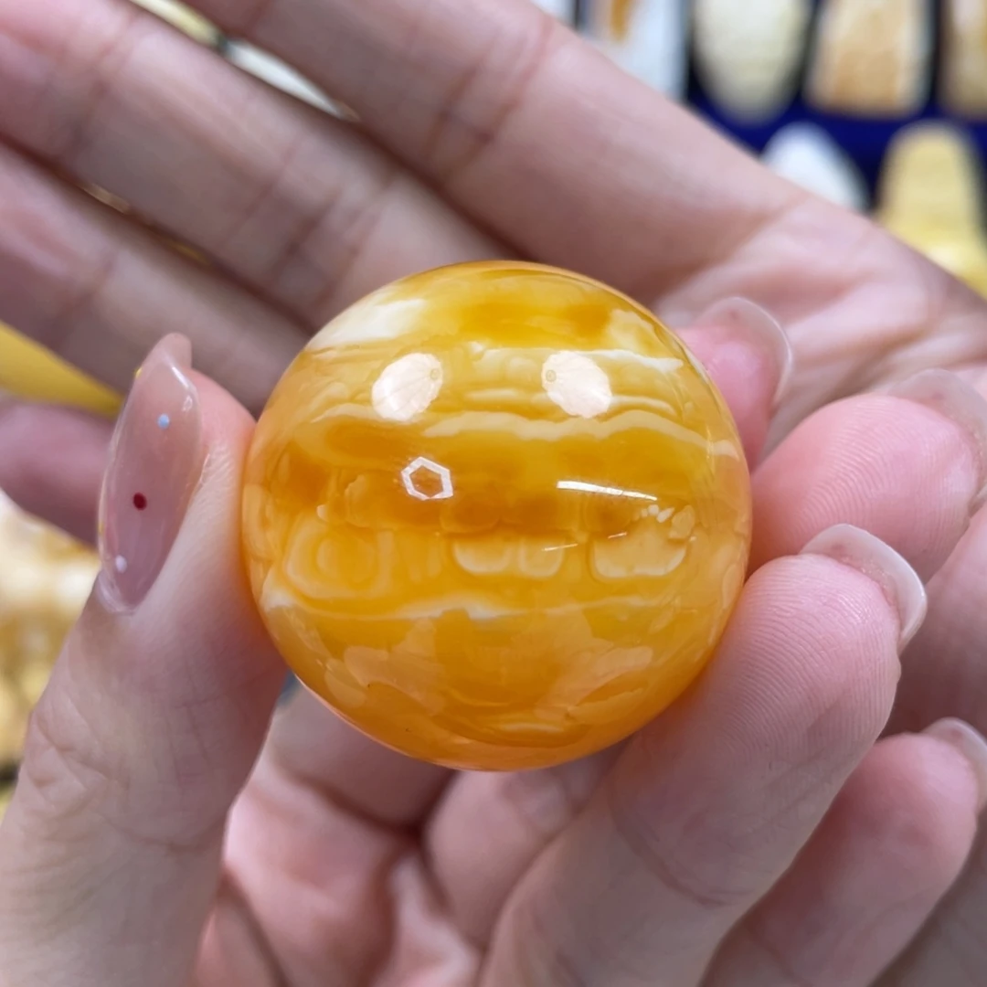 裸石蜜蜡未镶嵌琥珀蜜蜡珠子卡33mm