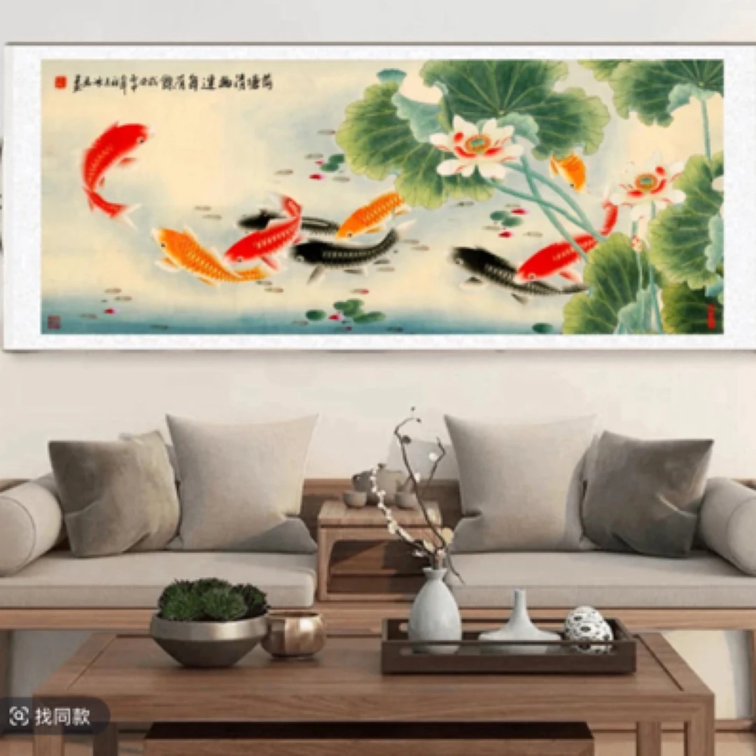 荷塘清趣2.6✖️80尺寸卷轴挂画