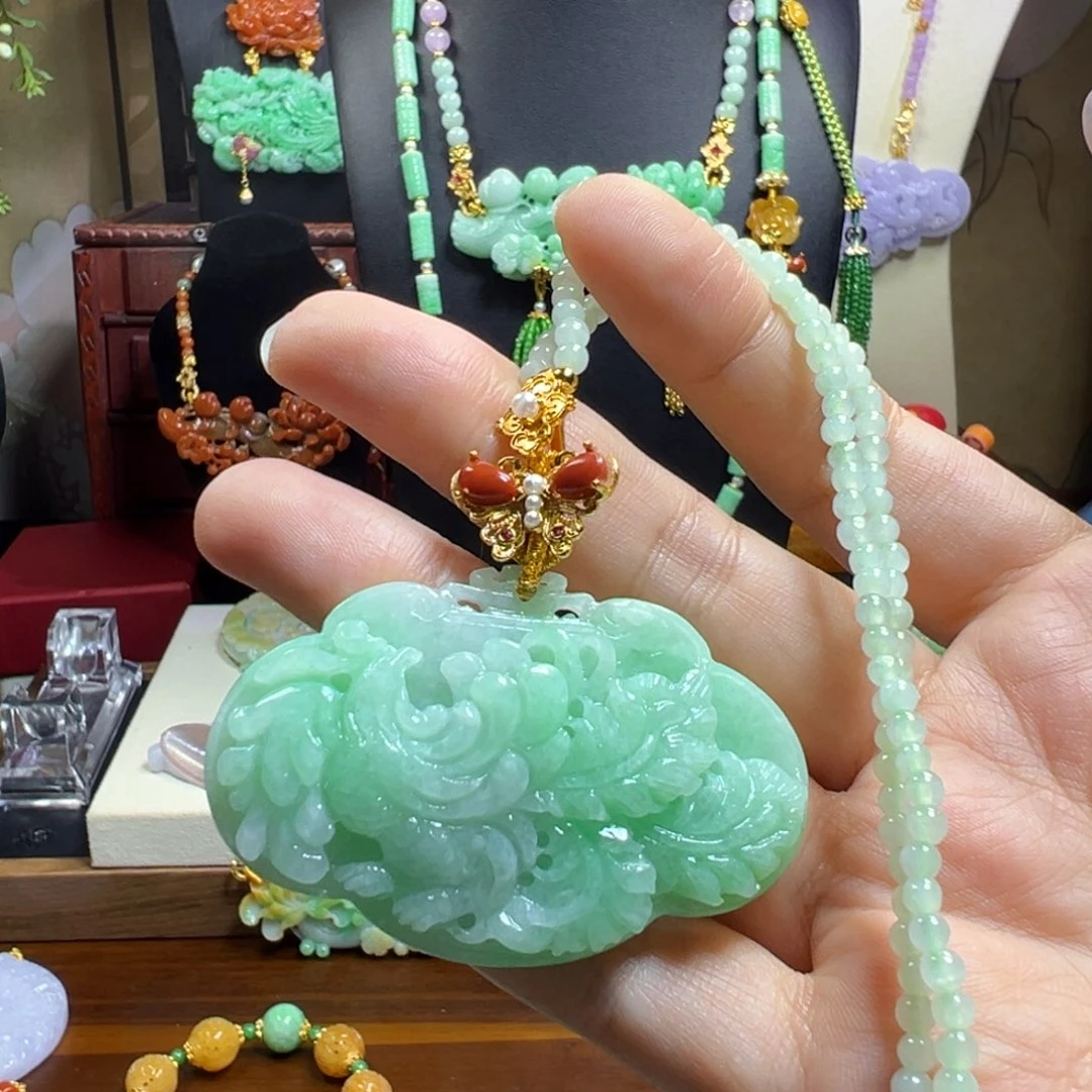 紫***藤翡翠未镶嵌毛衣链冰