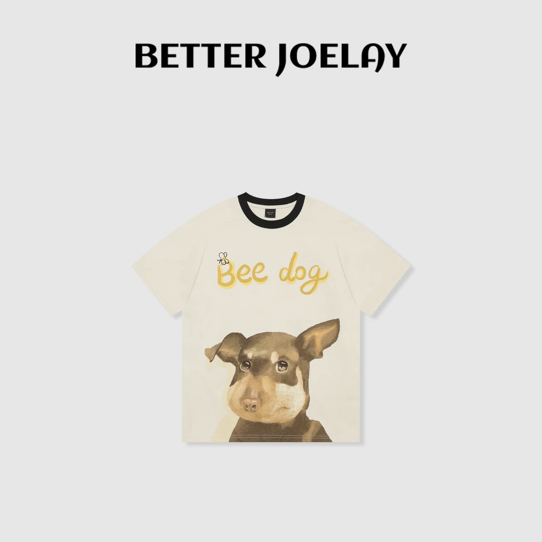 BETTER JOELAY -大版【蜜蜂狗狗】时尚百搭T恤短袖休闲圆领KH1737