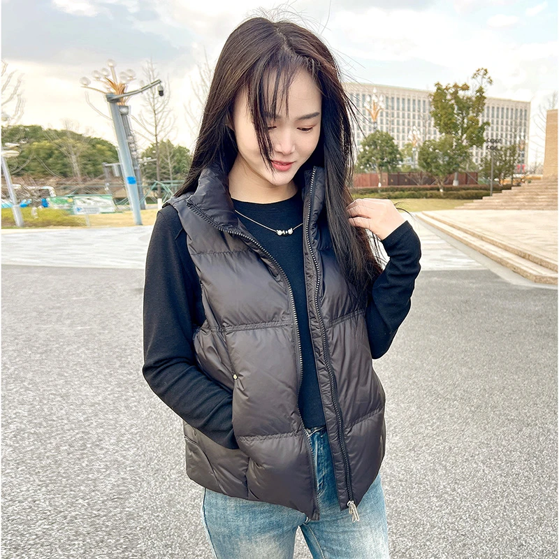 羽绒马甲女2025新款短款鸭绒韩版宽松立领时尚坎肩背心保暖羽绒服