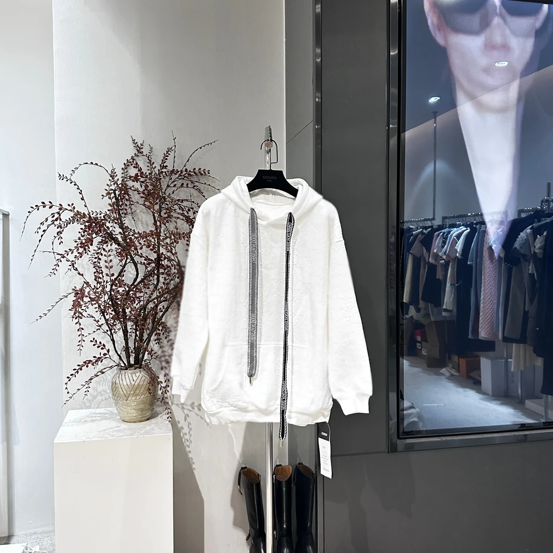 LT女常规无衣门襟长袖秋季薄款卫衣针织连帽螺纹中长款425