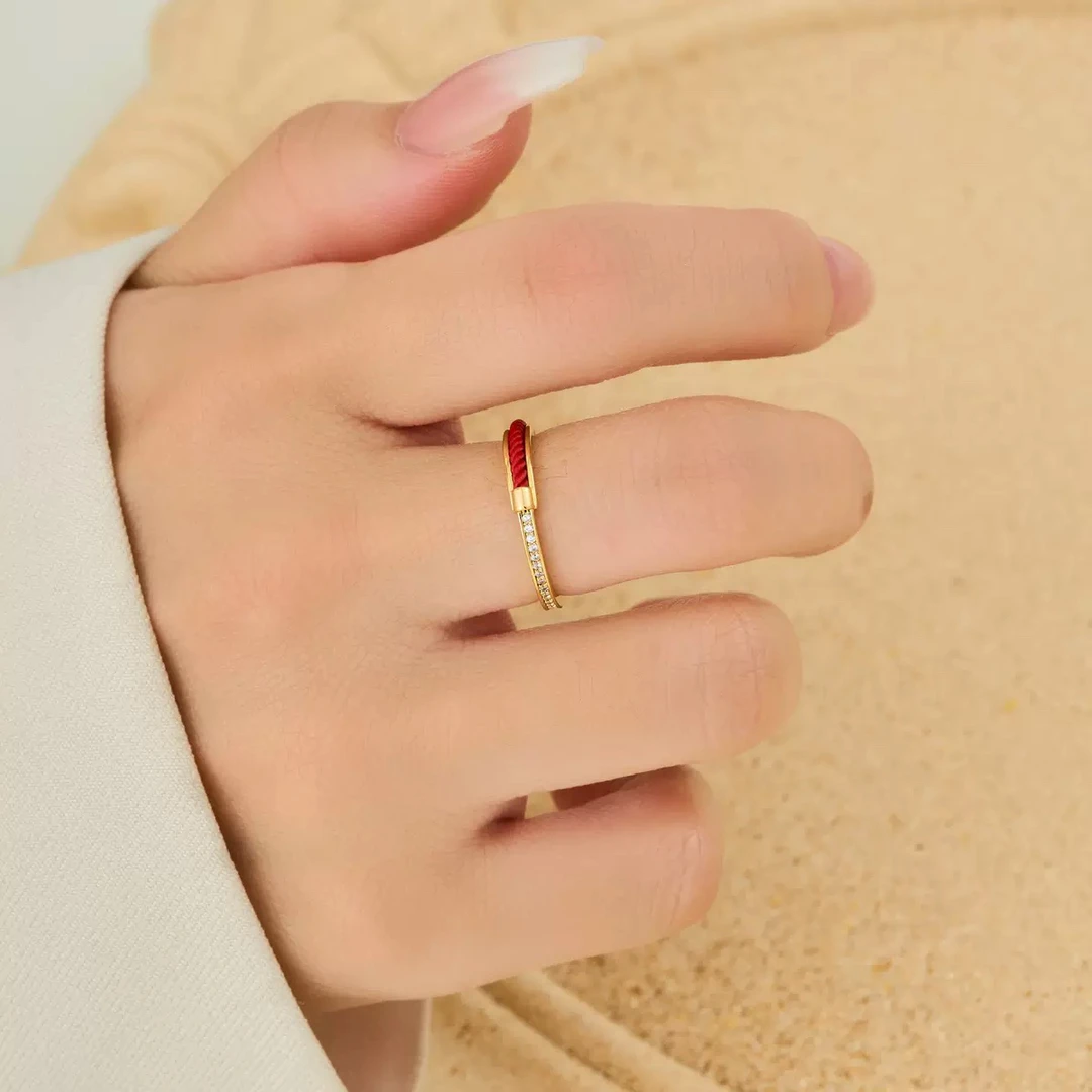 纯铜锦纶戒指 气质时尚/通勤简约编织金环金色原创设计