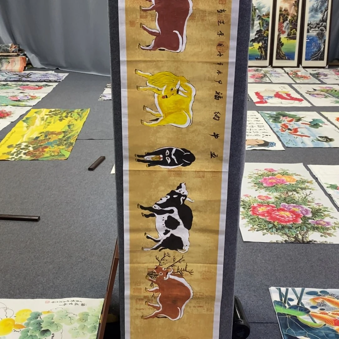 国画140✖️35五牛图画画画画画画画