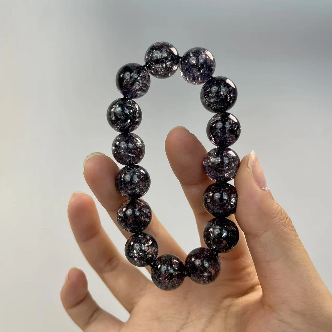 A16 天然水晶 黑幽手串 卡10