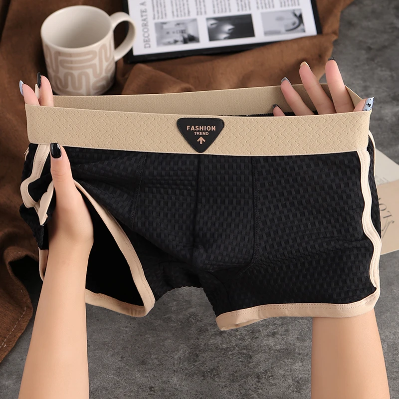 新款夏季冰丝男士内裤薄款透气男生平角裤爆款舒适运动四角短裤头