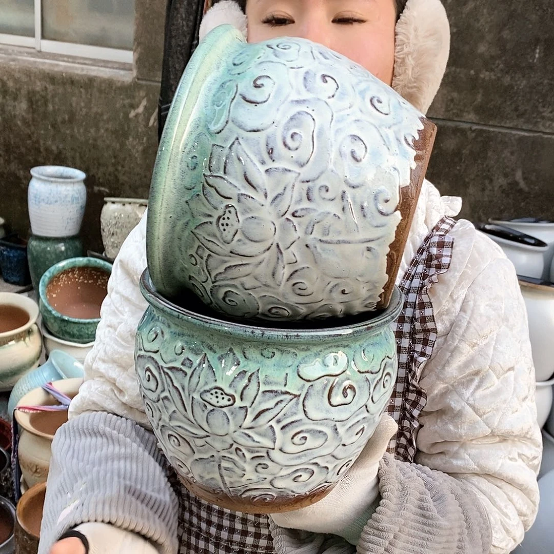 紫砂花盆瑕疵口20高16