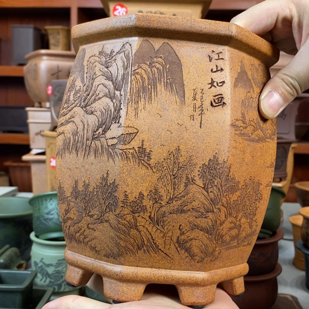 老***虎紫砂花盆盆景花盆小