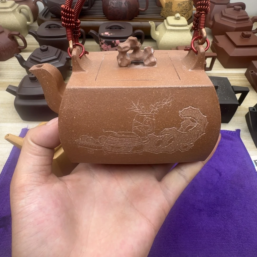 紫泥壶半手工制作提梁壶260毫升