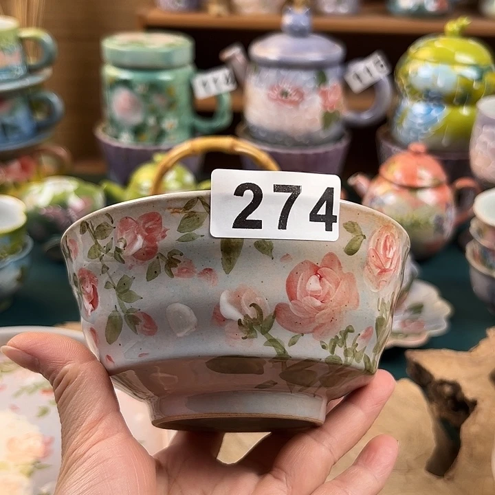 杯叶*景德镇陶瓷手绘作品274大瑕
