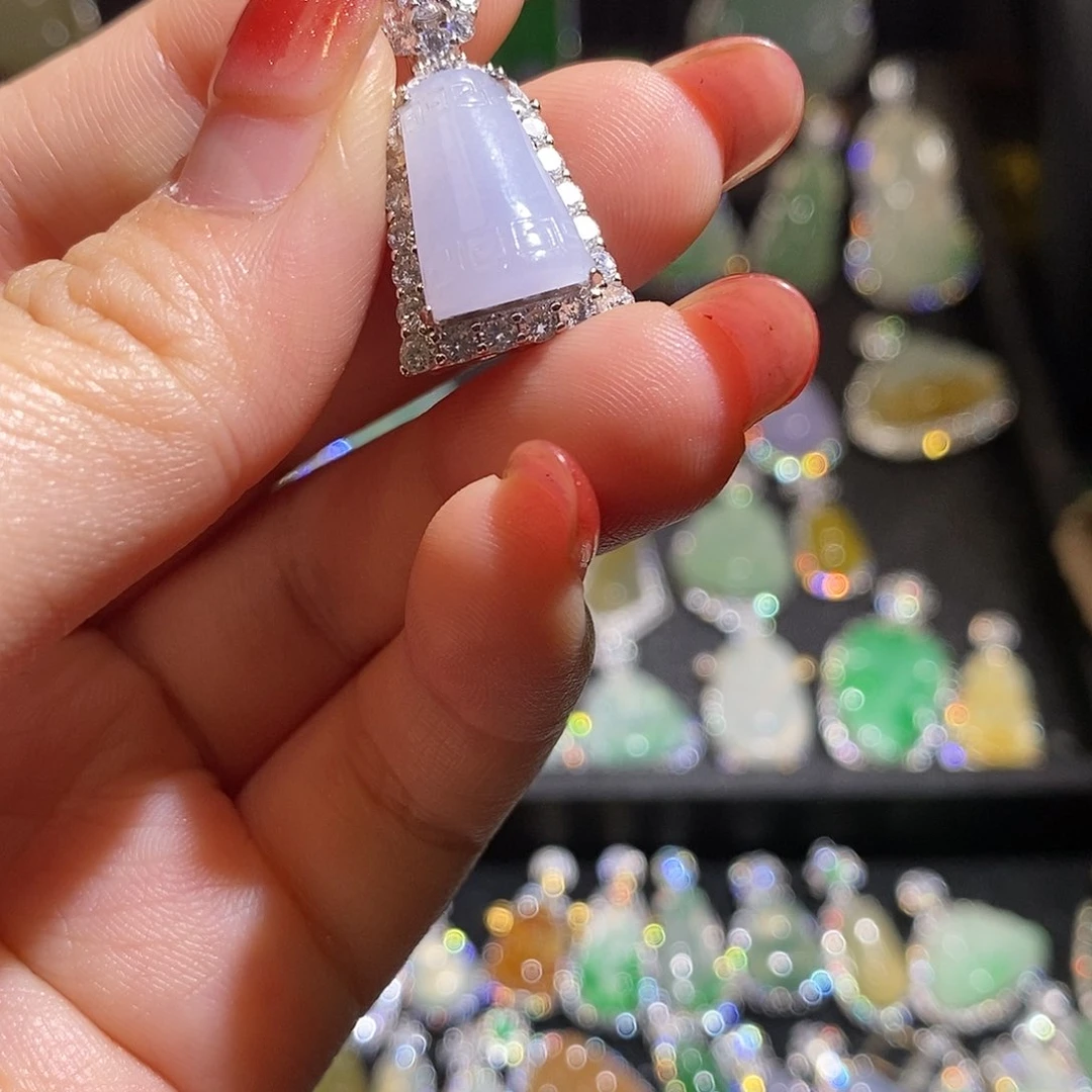 颈饰银S925镶嵌翡翠天然翡翠