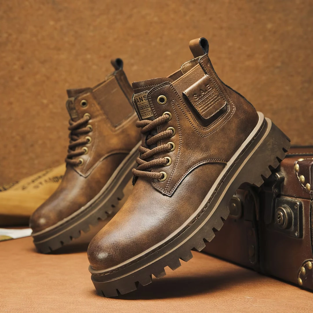 【刚柔并济】原创设计显瘦款厚底复古头层牛皮男士马丁靴轻质秋冬