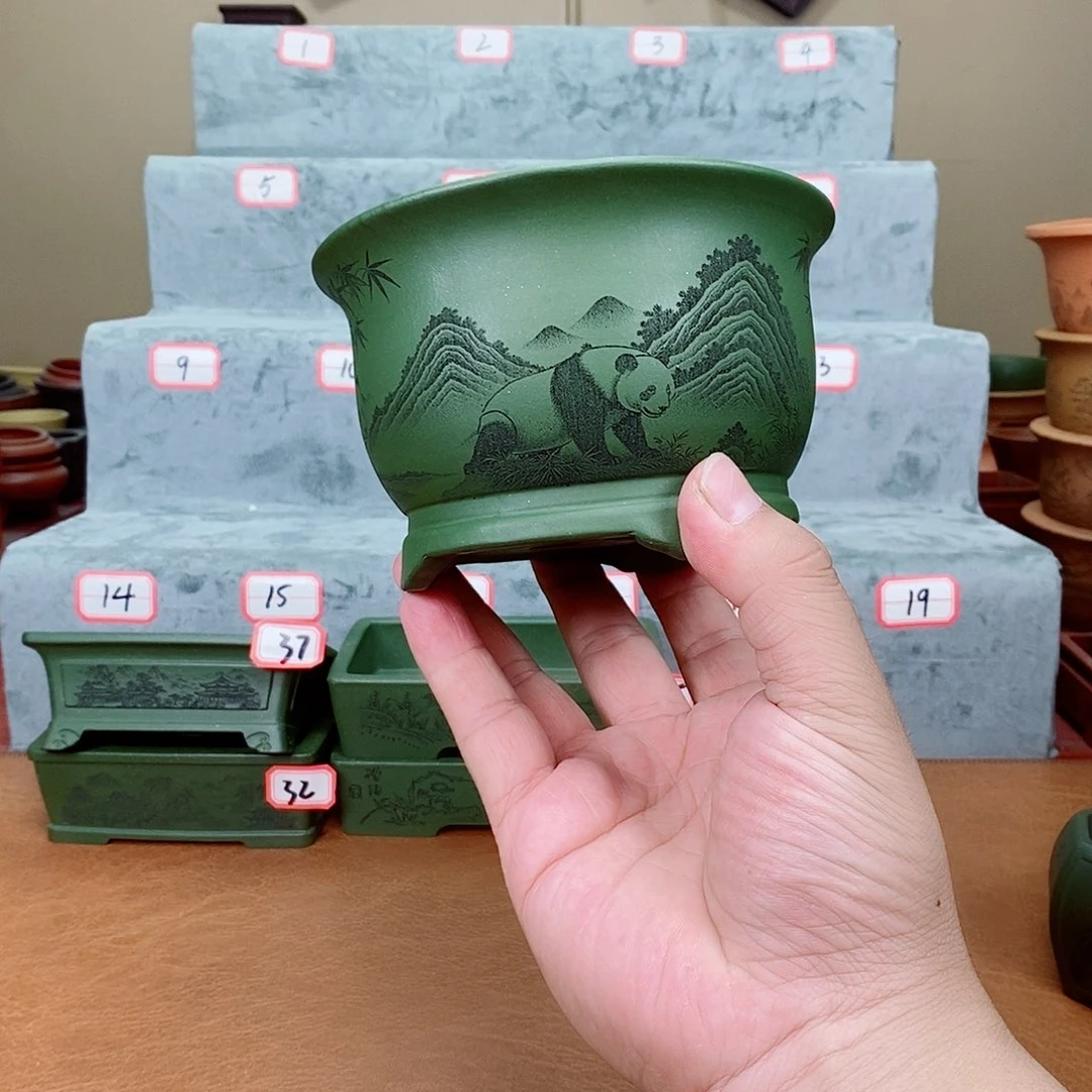 紫砂花盆我在看书