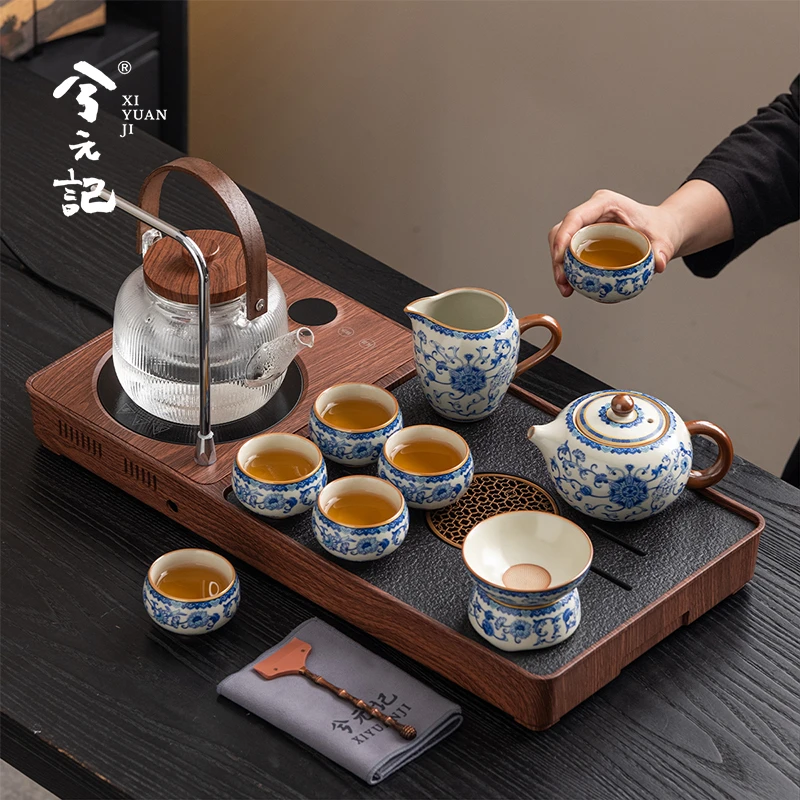 茶具套装整套茶台烧水电陶炉一体茶盘家用办公室会客煮茶专用茶具