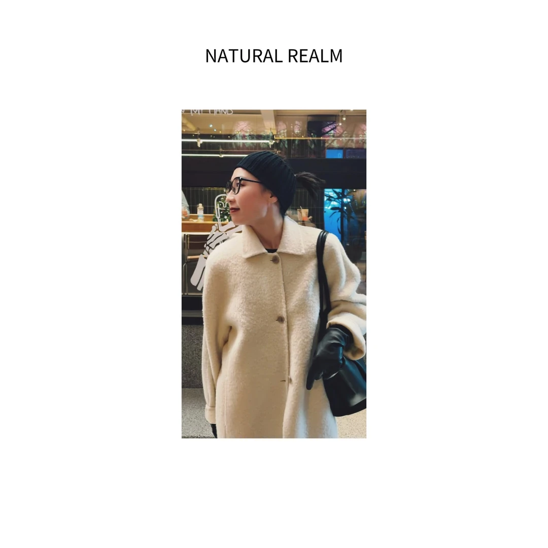 {NATURAL REALM}百搭款时尚落肩中长款羊毛羊驼大衣022