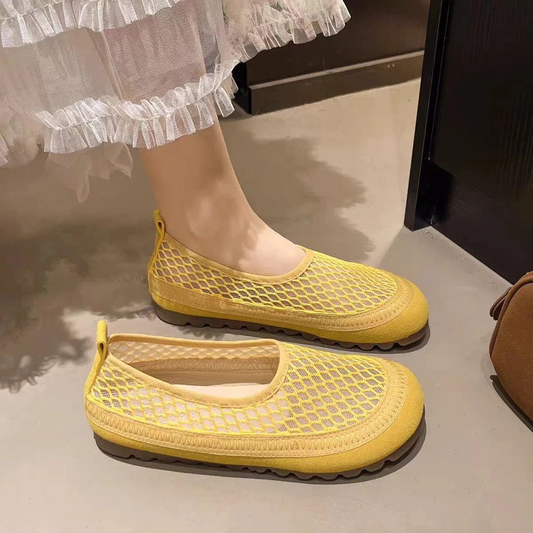 【林先生】单鞋女2025新款夏季网鞋配裙子软底豆豆鞋博肯鞋D602