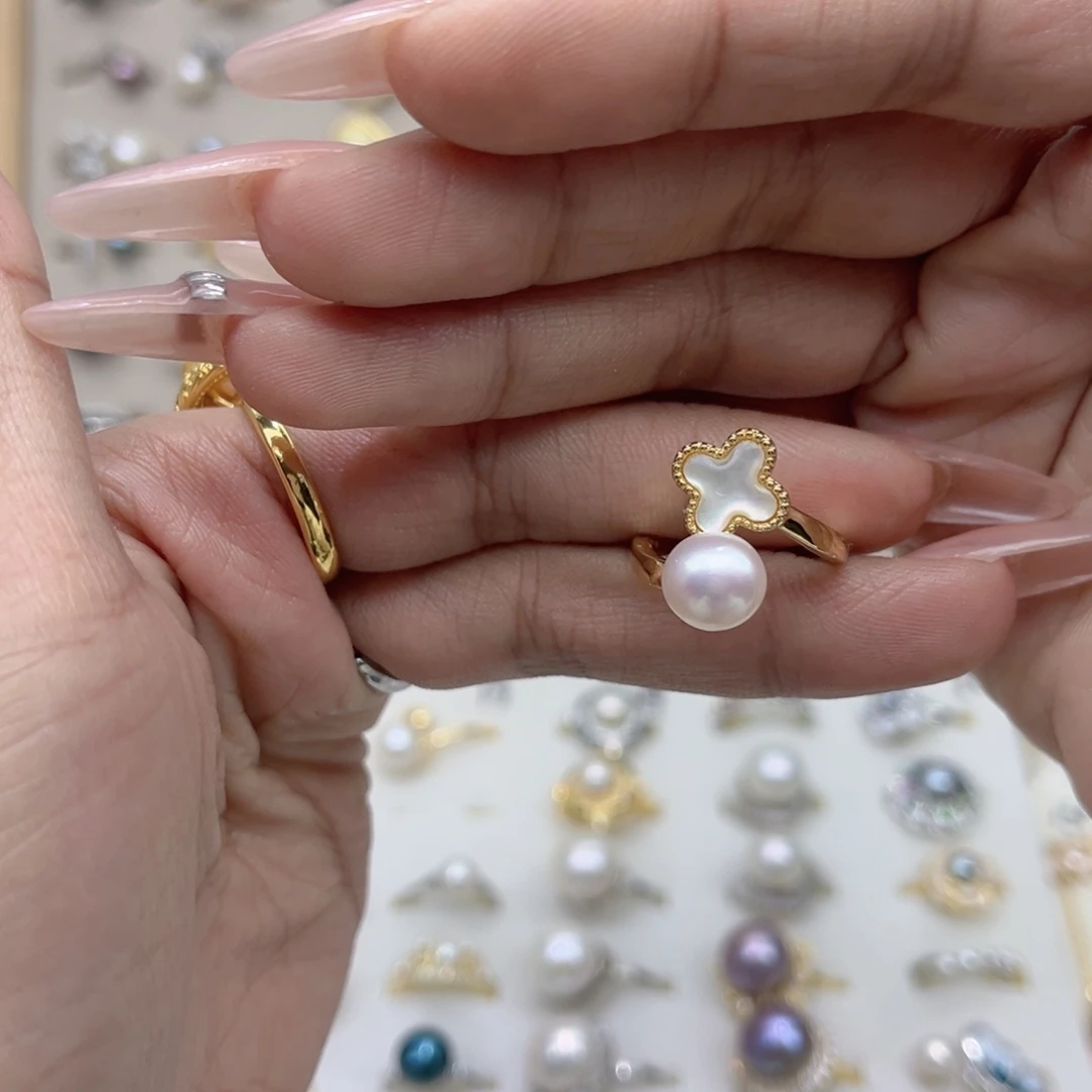 钱***柜淡水珍珠合金戒指