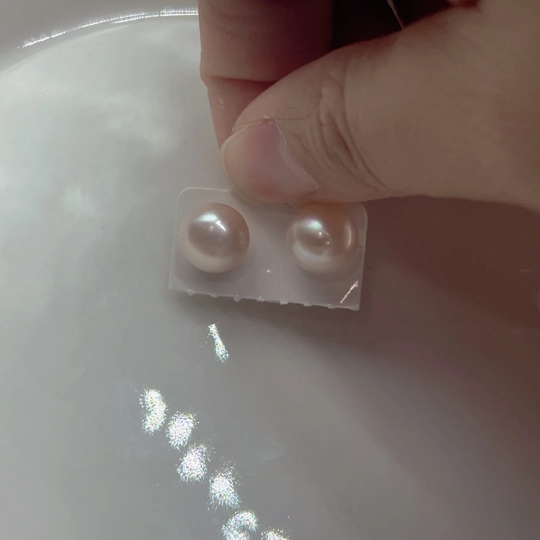淡水珍珠银S925镶嵌9.5MM馒头形状珍珠高低一点区别