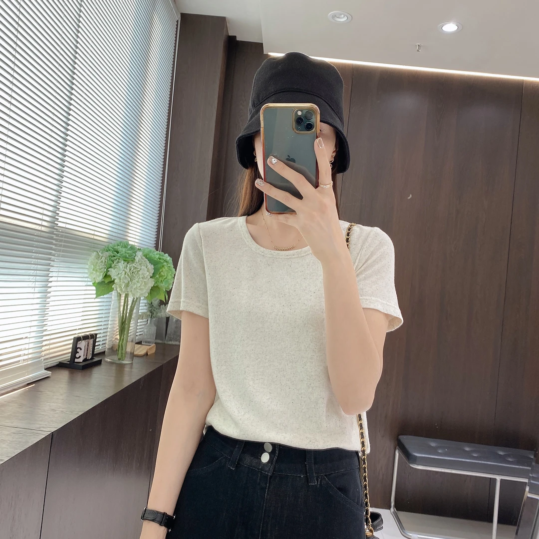 IMFLY金小金自制女装 T恤DYW8318早春休闲显瘦简约短袖打底上衣女