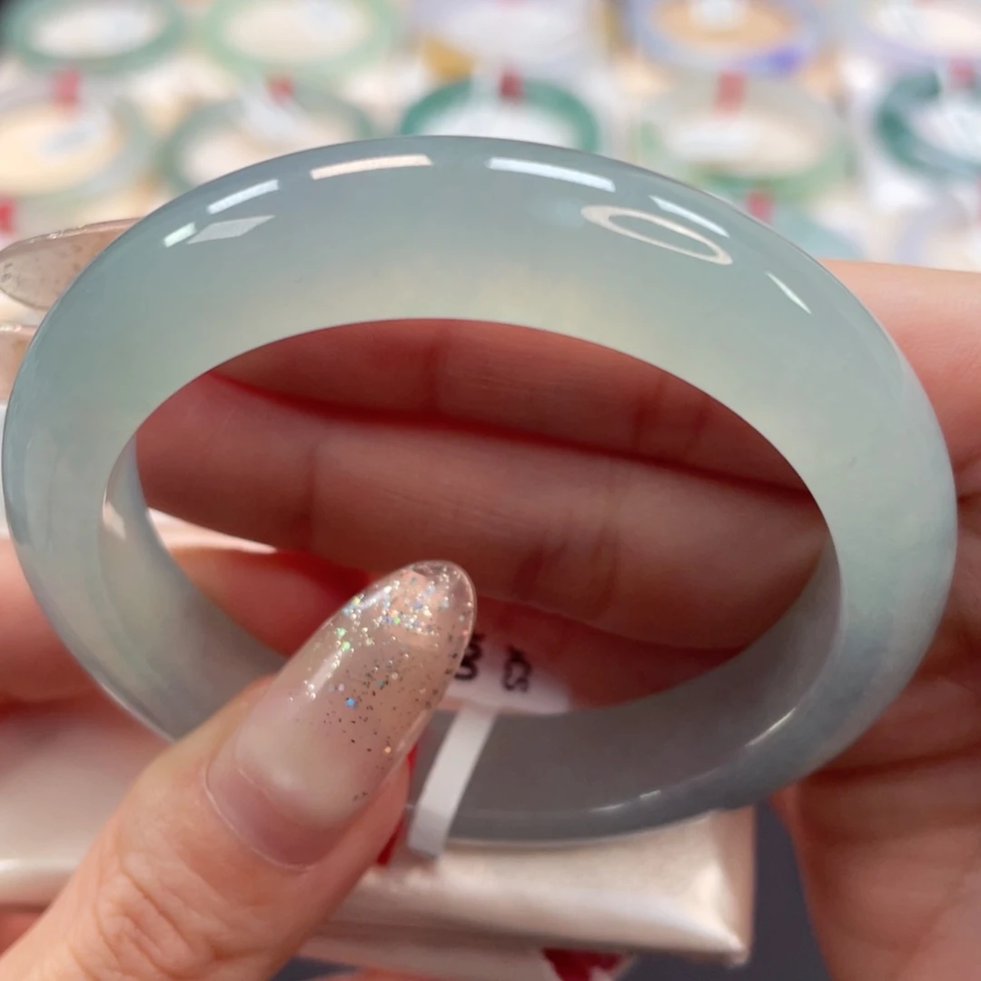 未镶嵌手镯翡翠53.6果冻蓝底质地细腻6号