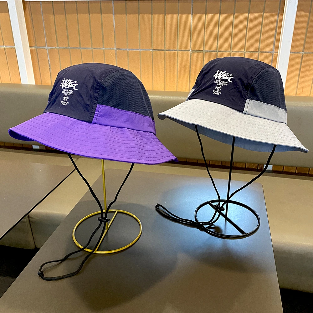 儿童帽子中大童拼色洋气百搭遮阳速干渔夫帽学生透气防晒太阳帽潮