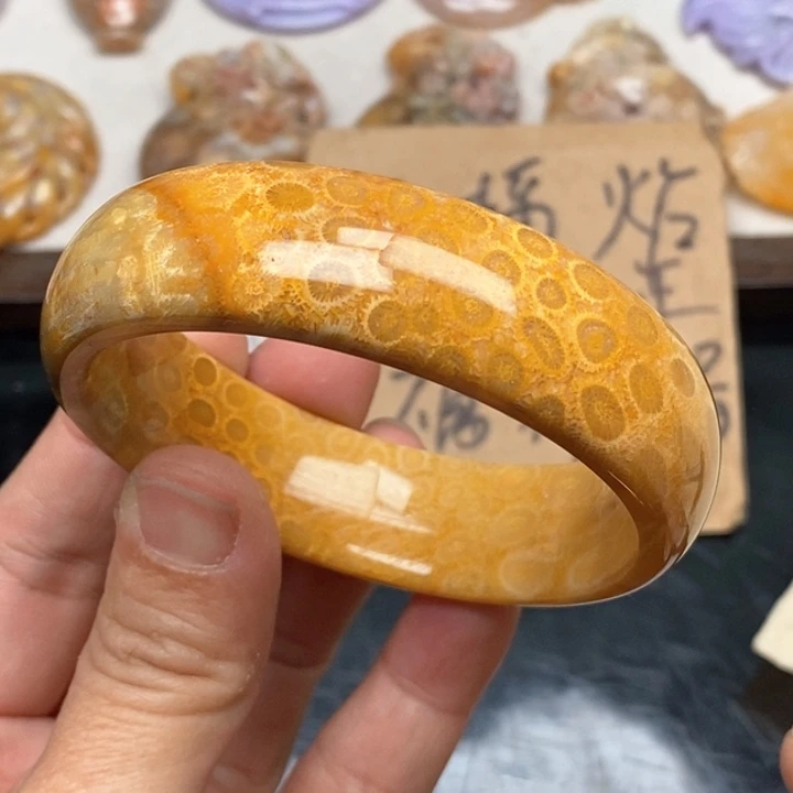 硅化珊瑚（珊瑚玉）手镯（开口镯）未镶嵌丝**缘56.2