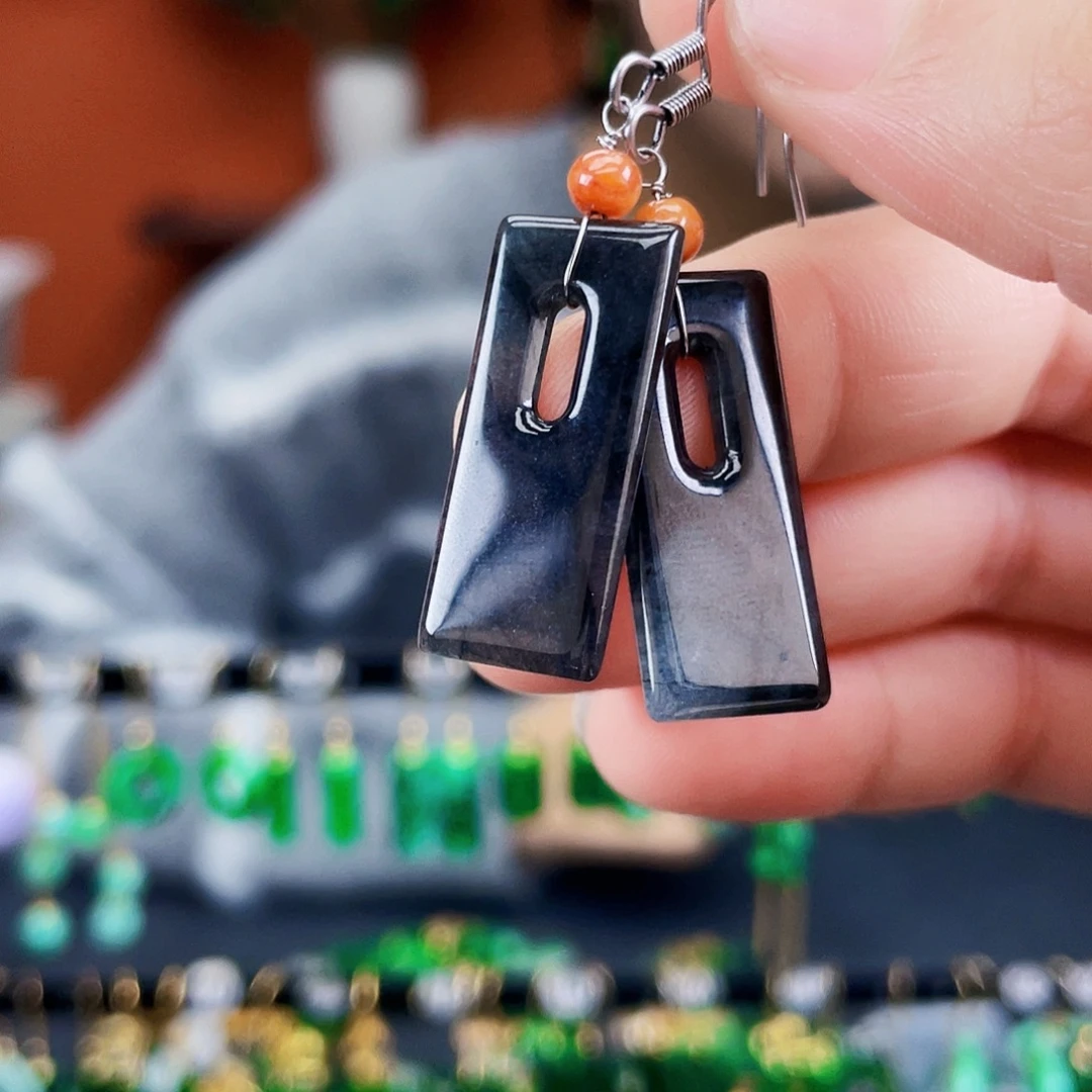 翡翠未镶嵌耳饰饰品