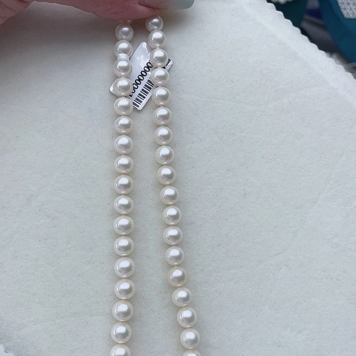 淡水珍珠银S925镶嵌颈饰卡8-9极光奥绿高品质