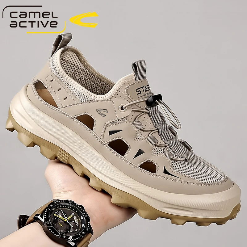 德国骆驼动感男鞋夏季透气开车休闲软底洞洞鞋男士溯溪涉水凉鞋男