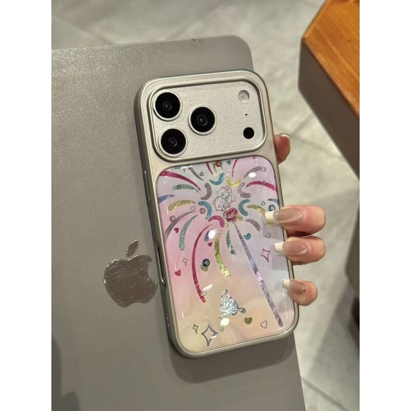 梦幻炫彩鎏金烟花棒爱心蝴蝶适用于iphone17promax苹果16手机壳15