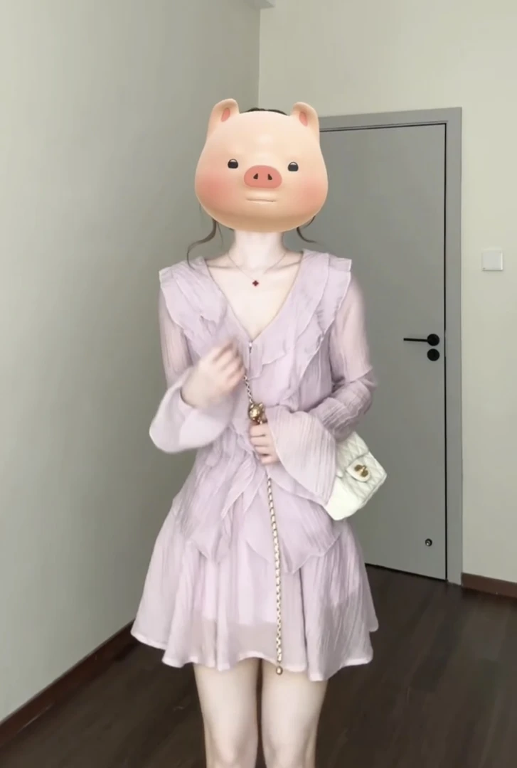 2025春夏新款温柔风荷叶边套装设计感收腰雪纺衬衫上衣短裙两件套