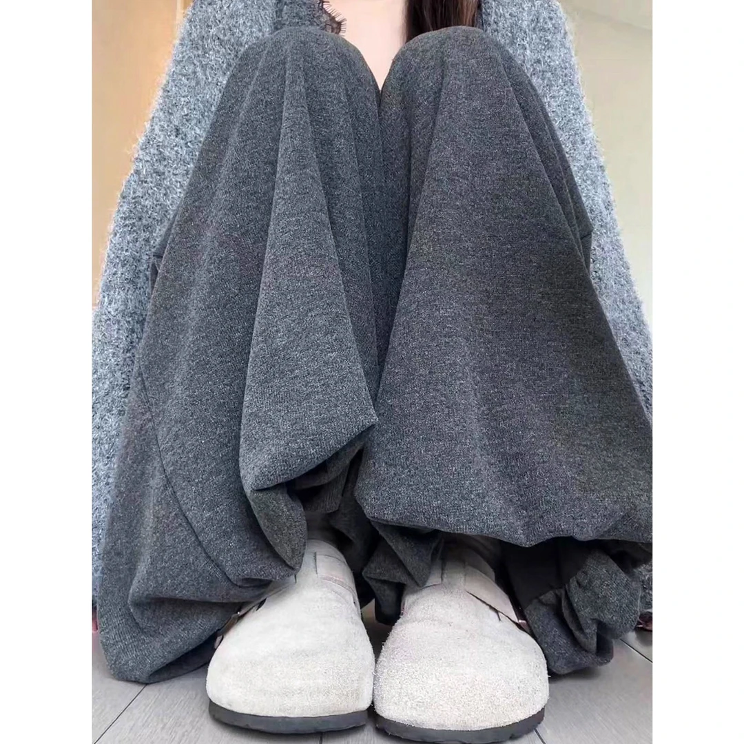 慵懒风糯米花苞裙裤女2025秋季新款休闲高腰小个子宽松阔腿裤