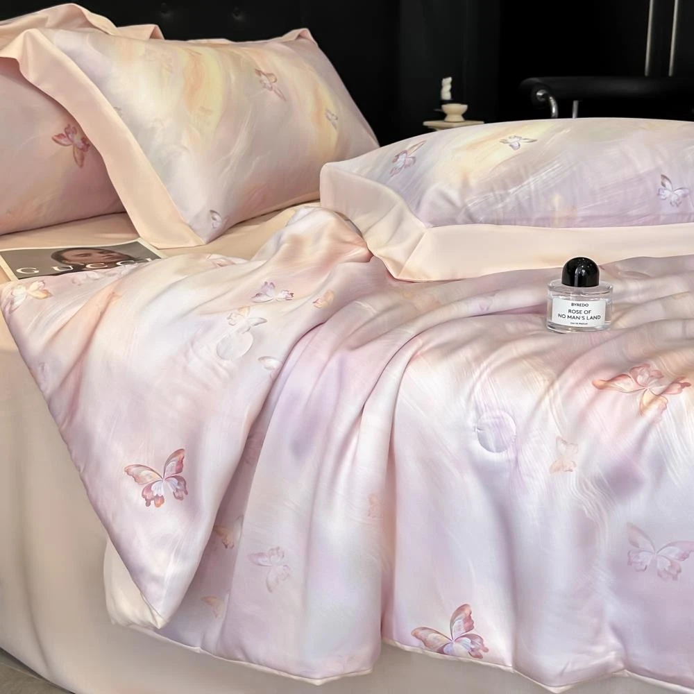 轻奢风裸睡冰丝提花夏凉被四件套冰丝凉感夏季薄被子可机洗空调被