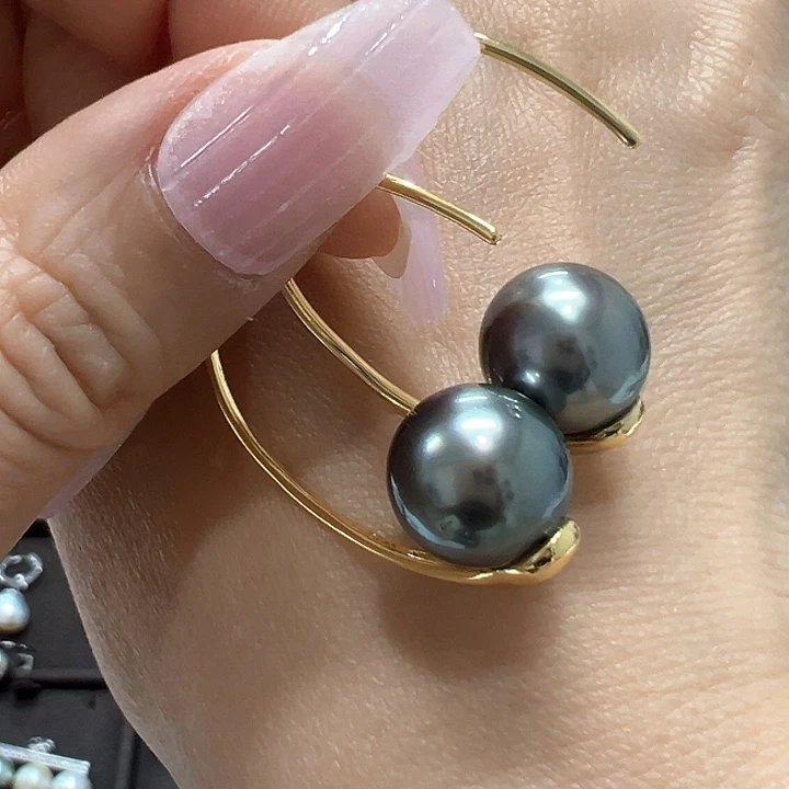 银S925镶嵌耳饰海水珍珠S**a