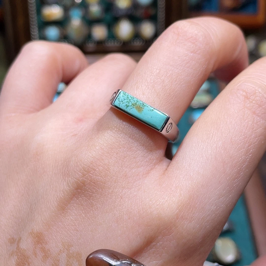 绿松石银S925镶嵌戒指