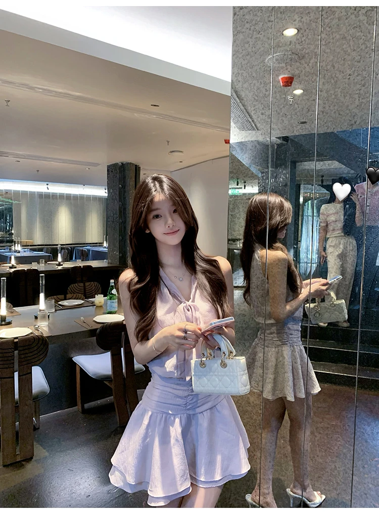 告白蜜语 法式纯欲风辣妹性感吊带连衣裙收腰显瘦气质蛋糕裙短裙