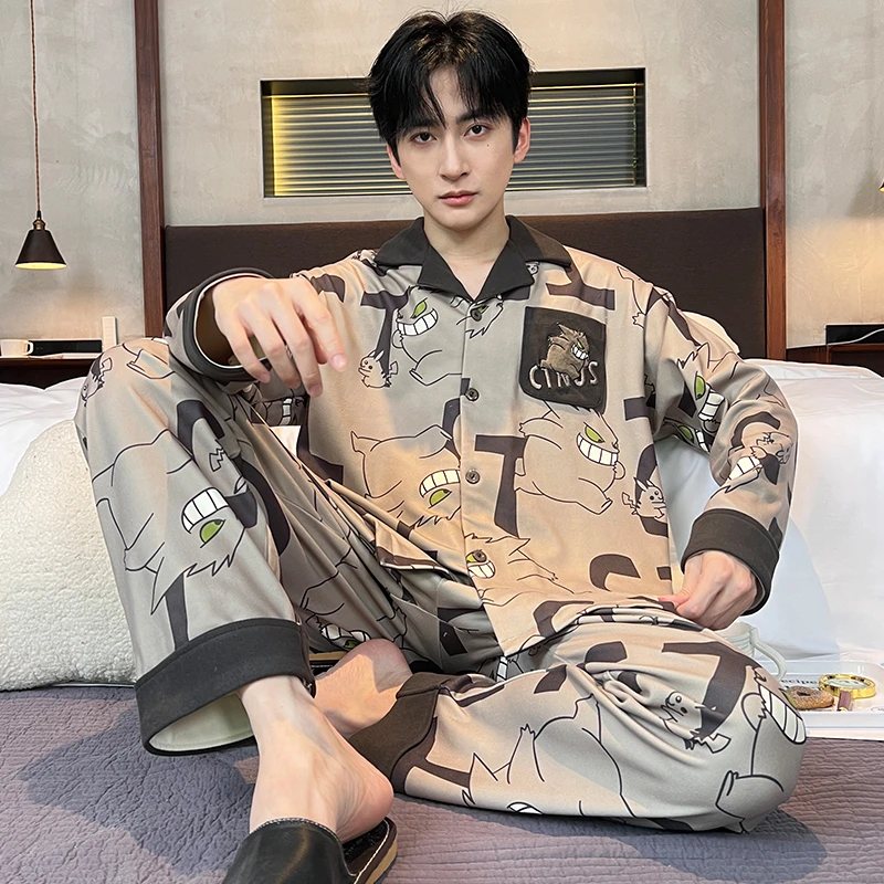 男款睡衣德绒秋冬季长袖卡通学生青少年秋冬男士加大码家居服套装