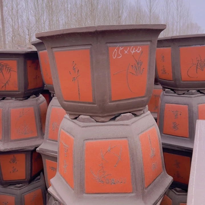 红陶紫砂花盆6540