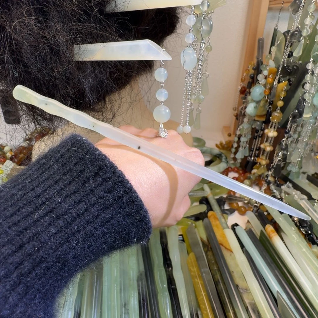 蛇纹石玉合金发饰