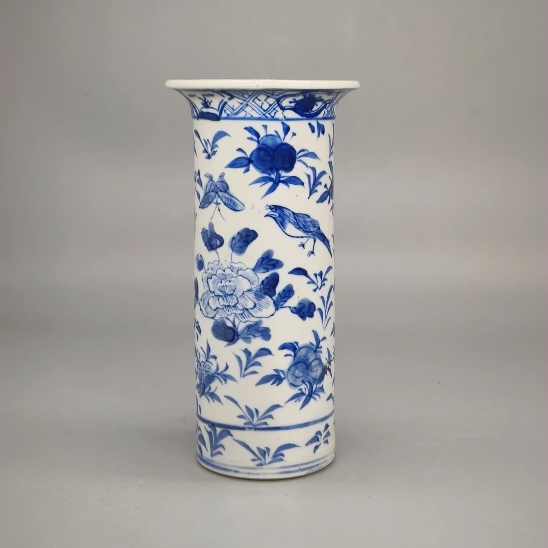 清代 62503137*清光绪青花花鸟纹花插/瓷器六/江苏省文物总店/