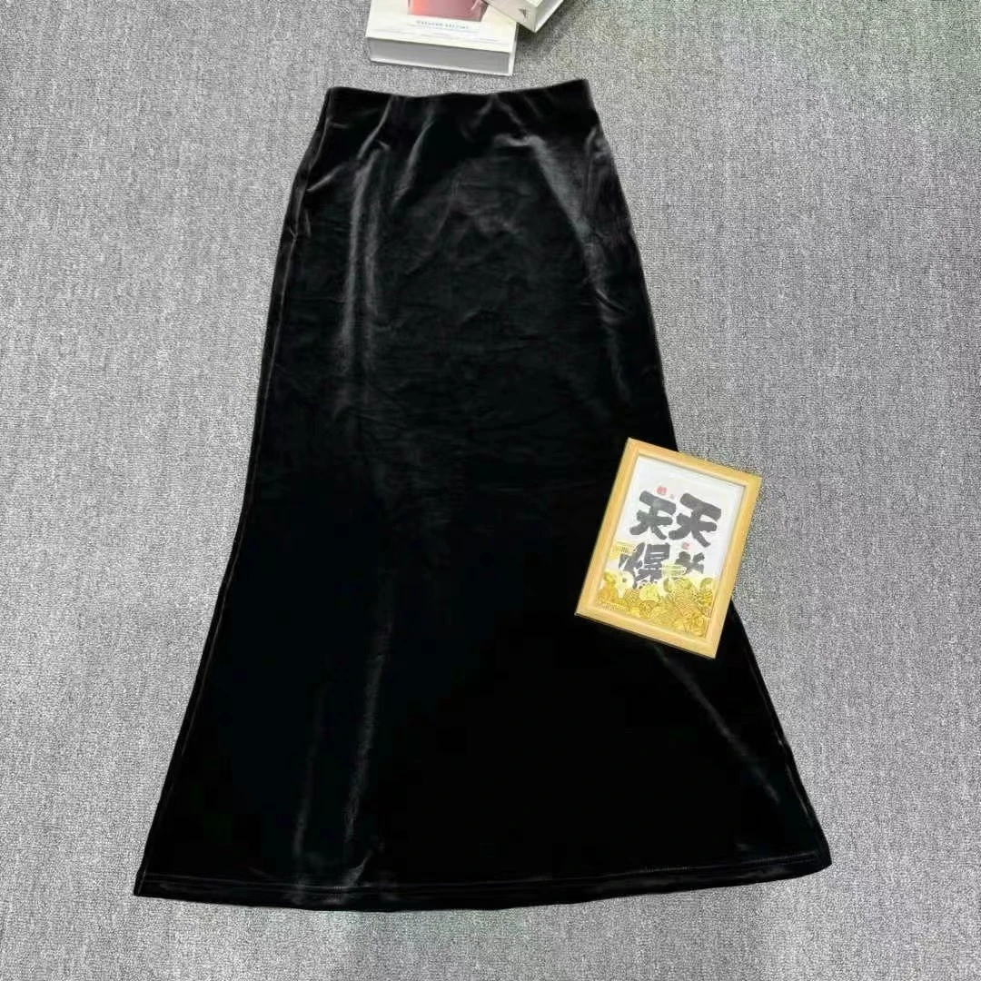 【花田定制】丝绒加厚侧开衩鱼尾裙