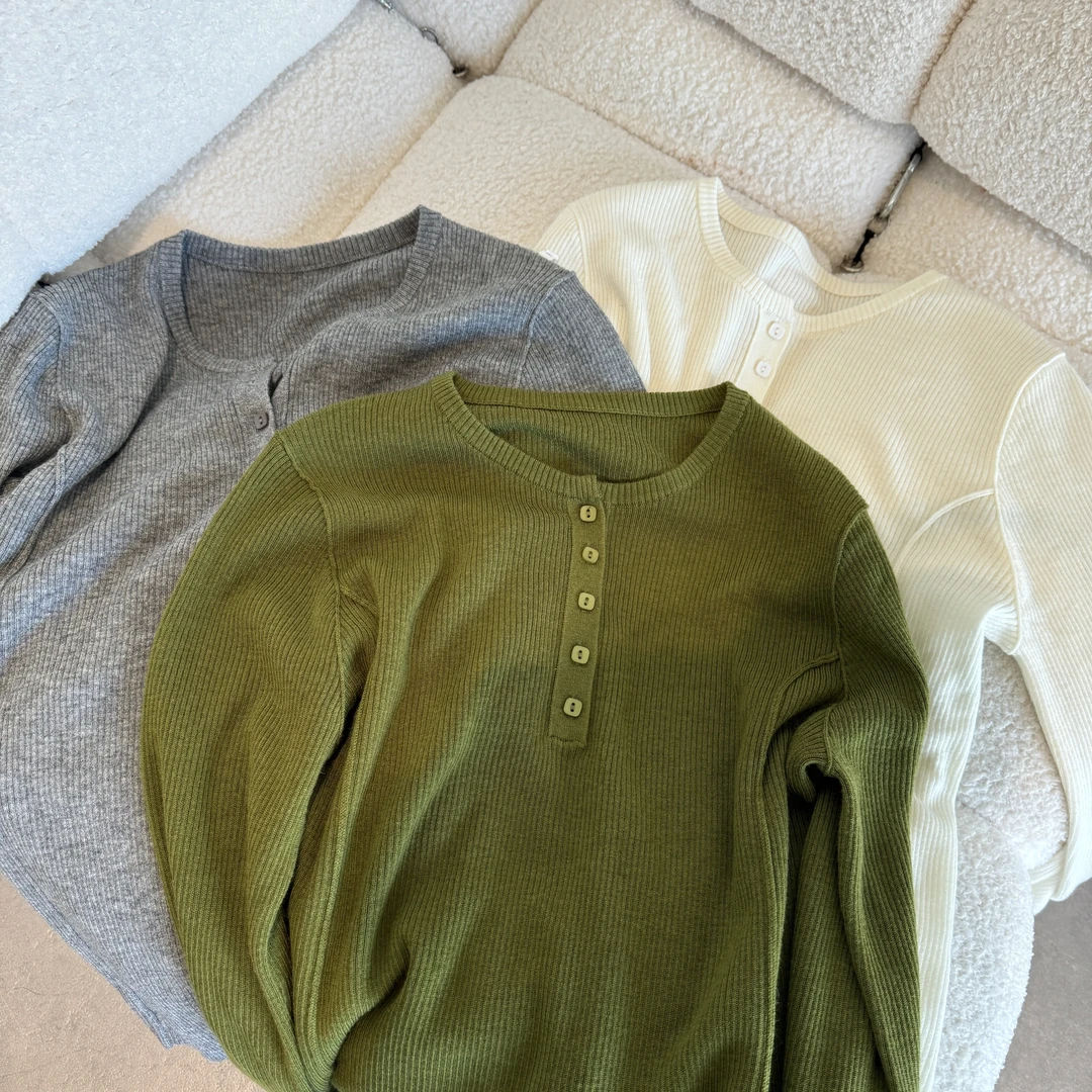 【月闲】细织羊毛衫时尚百搭修身显瘦极简风圆领套头针织衫女