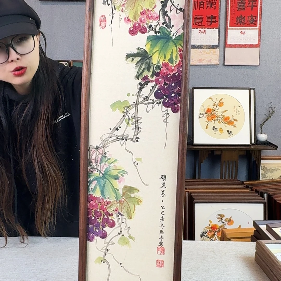 书法手绘带框尺寸：20*70